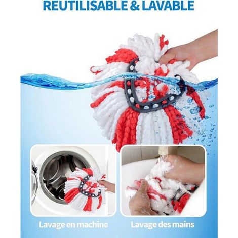 4 pcs Recharge Serpillre et 1 pcs Base Rouge Compatible avec Vileda Turbo et Easy Wring and Clean Serpillere Tte SERPILLERE (1/4)