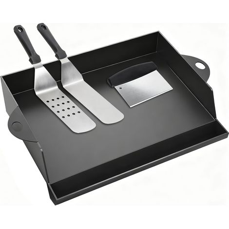 Plaque de cuisson pour plancha pour barbecues à gaz, plateau de cuisson en fonte émaillée avec spatule et grattoir (1/5)