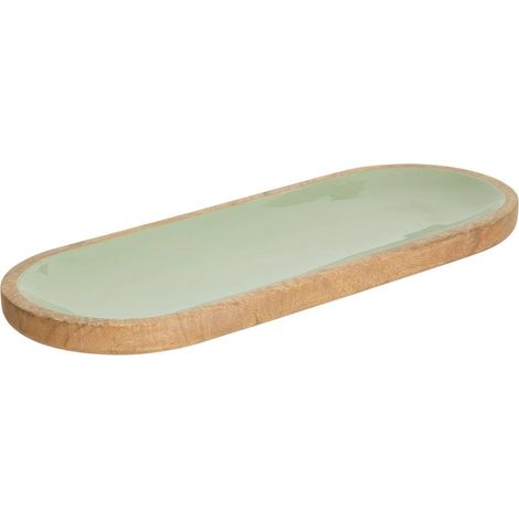 Plateau Inaya 40x15cm vert et manguier - Atmosphera créateur d'intérieur