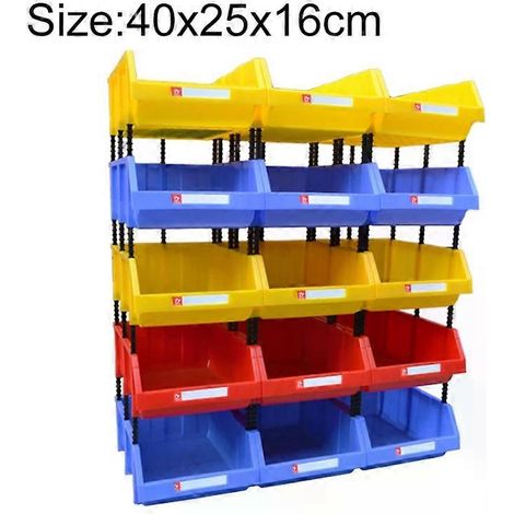 Boîte de rangement en plastique épais - 40 cm x 25 cm x 16 cm, couleur aléatoire. (1/5)