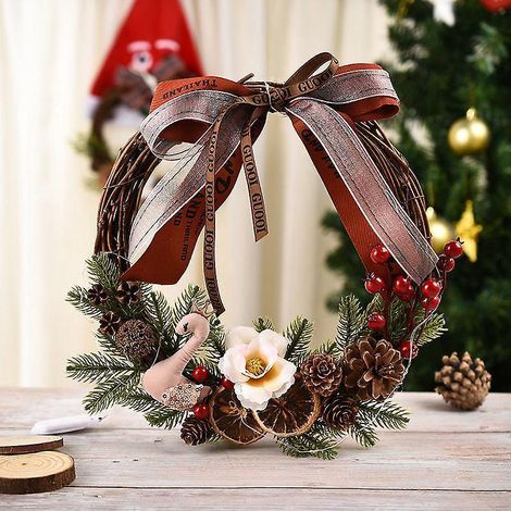 Ghirlanda natalizia da 30 cm per porta d'ingresso esterna, ghirlanda natalizia per decorazioni festive per feste di Natale (1/5)