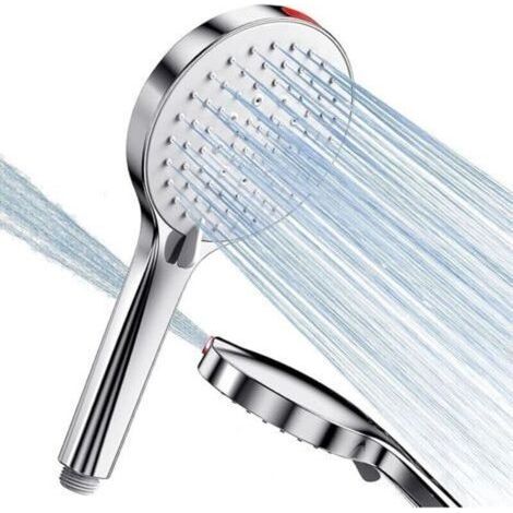 Pommeau de Douche Economie Deau - SREWOHS Φ125mm Pommeau douche Haute Pression Anti Calcaire Flexible Douche à effet pluie avec 5 Modes,Jet puissant Douchette Douche salle de bain,Chrom (1/5)