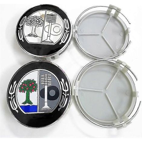 4 cache-moyeux de roue de 75 mm avec emblème Affalterbach pour Mercedes-Benz W211, W124, AMG, W212, W220, C180, W221, W210, W126 et W204, noir. (1/2)