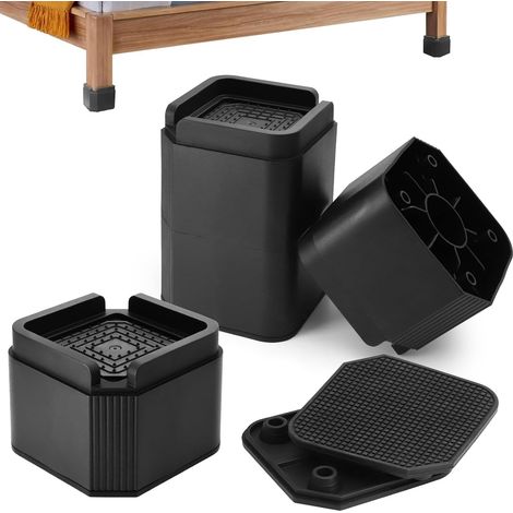 4 Pieces Furniture Lift, 2 Inch Riser for Beds, Sofas, Washing Machines, Tables, Chairs with Non-Slip Rubber Stand, Removable Stackable, Raise Furniture (1/5)