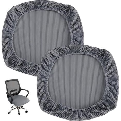 Gris 2 Housse pour Chaises Élastiques,Housse Assise Chaise Bureau,Housses Fauteuil Gaming,Protege Chaise Salle a Manger,Shousse Tabouret Pivotant,Housses de Siège de Chaises,Protection Chaisea (1/5)