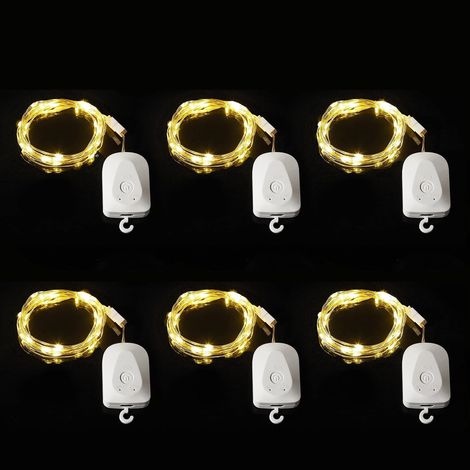 Guirlande lumineuse LED 3M, lot de 6, blanc chaud - 30 LED, minuterie IP43, jaune, idéale pour Noël, le jardin et les mariages. (1/5)