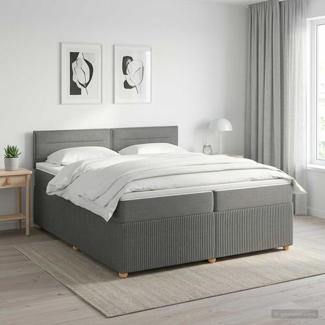 Cama box spring con colchón Gris oscuro 200 x 200 cm Tela (1/5)