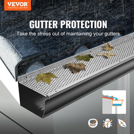 Grille de Protection Gouttière 152 mm Pare-feuilles pour Gouttières Aluminium 52PCS Longueur Totale 63,4 m Trou 4 mm Épaisseur 0,5… (1/5)