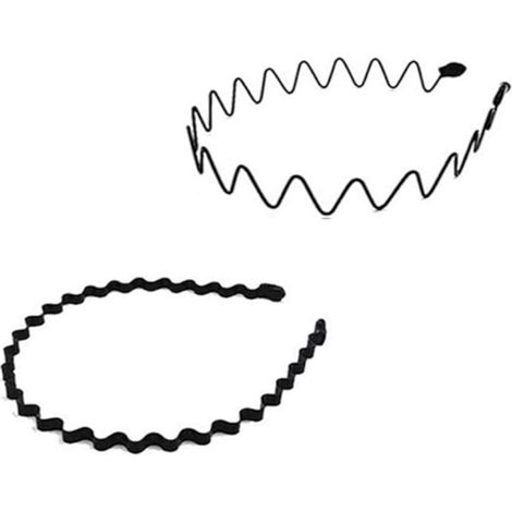 Lot de 2 bandeaux métalliques pour cheveux, bandeau ondulé, bandeau élastique antidérapant unisexe, idéal pour les activités de plein air, le sport, le yoga et le maquillage. (1/5)