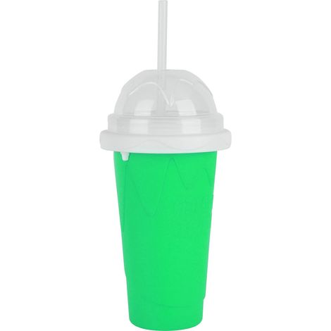 400 ml Silikonbecher, wiederverwendbar, tragbar, doppelwandig, zum Quetschen, Einfrieren, für Smoothies, Trinkgefäße, Grün (1/5)