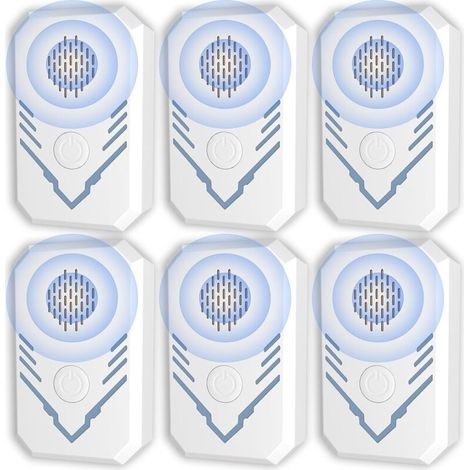 Repelente ultrasónico para ratones y ratas, 6 unidades, repelente para ratones, silencioso para uso en interiores, repelente para ratones y ratas, control de plagas, repelente para mosquitos y cucarac