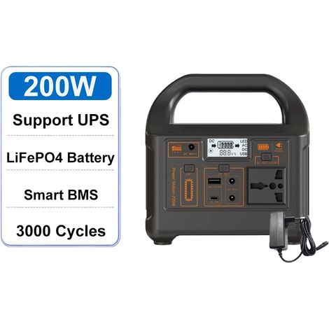 Générateur solaire, station d'alimentation portable, options de charge polyvalentes, 200W 153.6Wh (1/2)