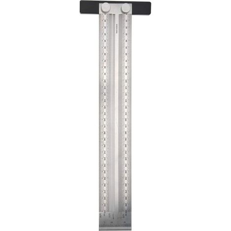 300mm / 11.8 inch Stainless Steel T-Ruler, Stainless Steel Marking Ruler, Metric Ruler with Markings, Durable, Rustproof, Carpenter's Marking Tool for Engineering, etc. (1/5)