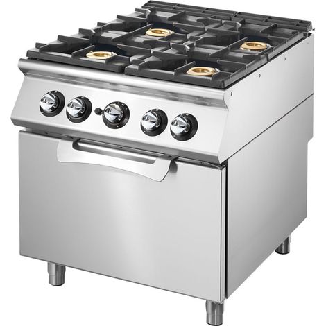 Cuisinière gaz sur four électrique statique GN 2/1, 4 brûleurs 800x900x870 mm - VIRTUS