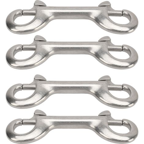 Lot de 4 mousquetons double extrémité en acier inoxydable 316 marine, forme B, pour cordes chaînes sangles, longueur 115mm, charge 110kg (1/5)