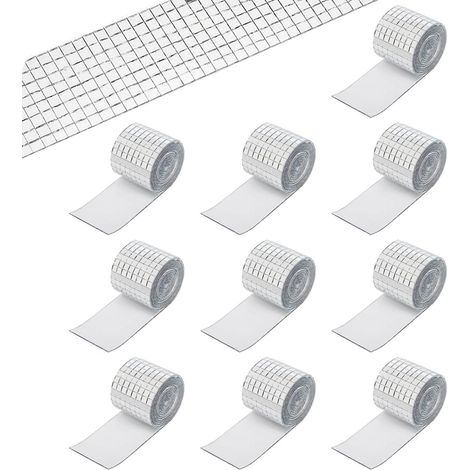 4800 selbstklebende Mosaikfliesen-Spiegel Silberne Glasspiegel-Wandaufkleber, Mini-Quadrat-Glasmosaik-Aufkleber für DIY-Disco-Party-Dekoration (5 x 5 mm) (1/5)