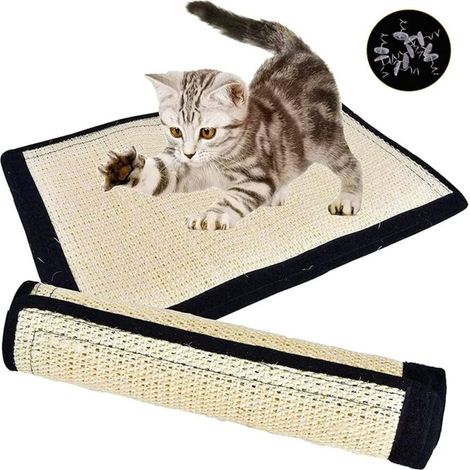 Tapis à gratter pour chat en sisal - En carton à gratter - Protection murale - Protection contre les rayures - Canapé - Coin - Grattoir pour chat