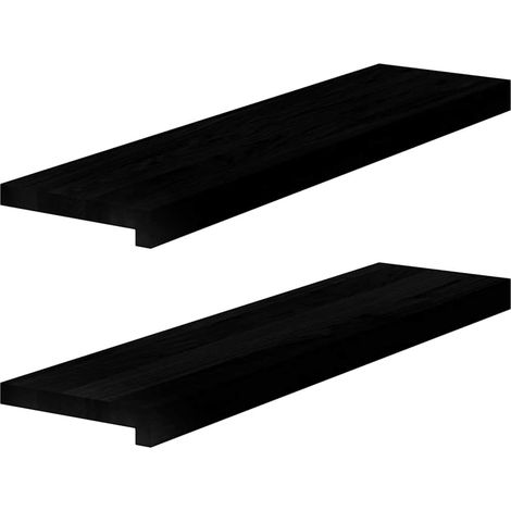 Fensterbänke 2 Stk. Dunkelbraun 80x20x2 cm Massivholz Eiche