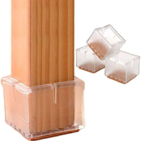 Lot de 4 Chaise jambe Sol protecteurs avec feutre Patins Caps Chaise de meubles Coussinets,Conseils Carré (1/3)