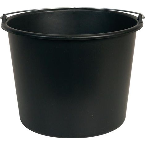 Perel – Seau de maçon 12l noir – Plastique – Échelle graduée en litres – Pour chantiers humides et terrains accidentés