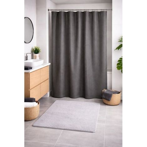 Rideau de douche 180 x 200 cm texturé uni anthracite (1/5)