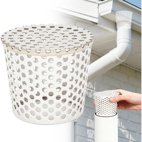 Crapaudine de Gouttière, Filtre Eau de Pluie, Gouttières Acier (75-90mm) Grille Gouttière Anti Feuilles, Filtre Gouttiere, Filtre à Feuilles et Branches en Acier Inoxydable (1/5)