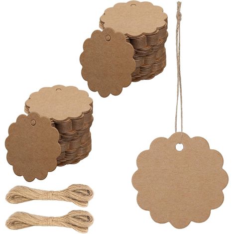 200 étiquettes cadeaux, étiquettes cadeaux à écrire, cartes à écrire avec 20 m de corde, étiquettes en papier kraft, étiquettes de bricolage pour cadeaux faits main, mariage, Noël. (1/5)