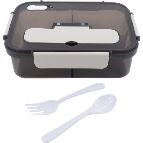 Boîte à bento à 3 compartiments, grande capacité (1500 ml), blanche, idéale pour les étudiants, les travailleurs, la maison, l'école et le bureau. (1/5)