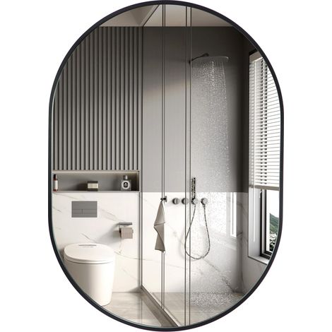 Holdfiturn 50 x 70cm Oval Mirror,Horizontal or Vertical Hanging Wall Mirror (1/5)