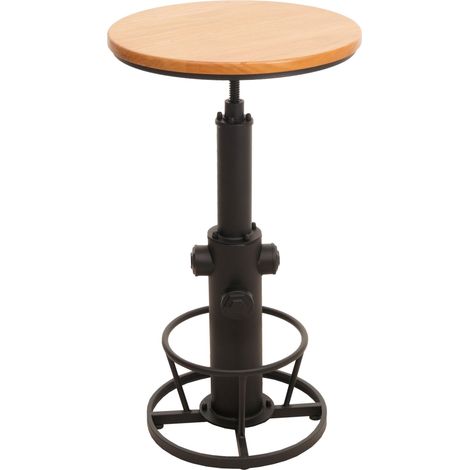 [NON UTILIZZATO] Tavolo da bar HHG-032, tavolino bistrot da banco, poggiapiedi girevole regolabile legno industriale Ø 61 cm, naturale