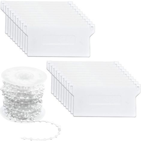 Blanc,20 Pièces Poids de Store Vertical Lattes Inférieure 89 mm (3,5 Pouces) & 10m Plastique Chaînes Aveugles Verticales pour Kit de Réparation de Stores Verticaux Rideaux (1/5)