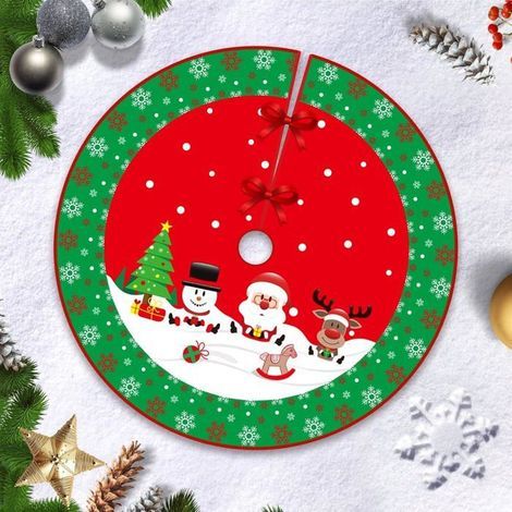 Christmas Tree Skirt - 90 cm - Red - Tree Skirt - Festive Decoration - Easy to Clean
