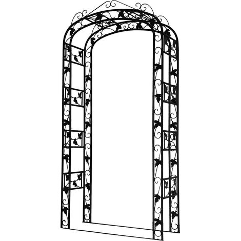 Arche de jardin en fer noir 240 x 120 x 45 cm pour rosiers et plantes grimpantes style décoratif