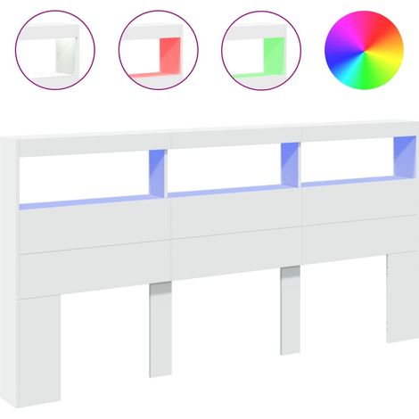 vidaXL Armoire tête de lit avec LED blanc 200x17x102 cm
