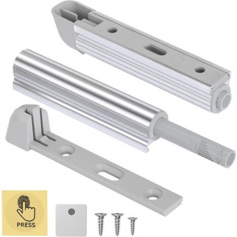 Lot de 2 Push to Open Aimant Poussoir Porte Placard Loquets de Porte Magnétiques pour Armoire de Cuisine, Fermeture System pour Meubles, Tiroirs, Argenté