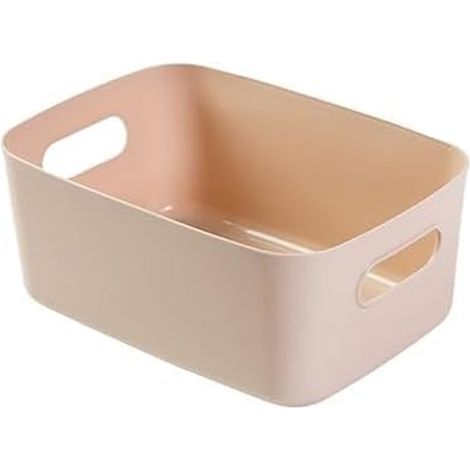 Set De Douche - Panier Rangement 25x16 5x10 Cm - Tapis Bain 40x60 Cm - Rideau 180x180 Cm Avec 12 Crochets - Rose - 3 Pièces