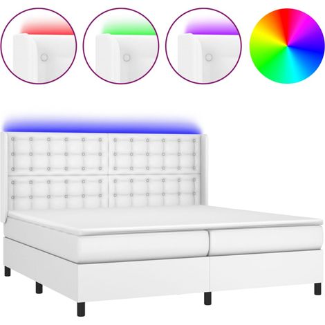 Maison Exclusive - Sommier à lattes de lit matelas LED Blanc 200x200 cm Similicuir (1/5)