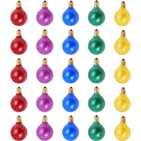 Ampoule de remplacement en tungstène G40, 5 couleurs, 7W, 220-240V, Base Globe E12, pour Patio, maison, décoration de fête de mariage, 25 pièces (1/5)