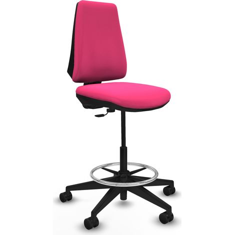 Taburete Elche CP similpiel rosa base piramidal ruedas 65mm nailon