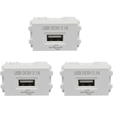 ACKERMAN - 3 x Panneau de charge pour téléphone mobile Module d’alimentation USB Prise 220V Transformateur 5V 2.1 Adaptateur de prise USB Prise d’alimentation