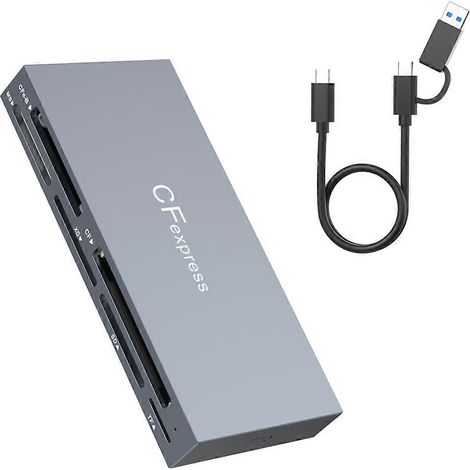 6-in-1 CFexpress Typ B Kartenleser für CFexpress Typ B/SD/TF/XD/MS, USB 3.2 Gen 2 10 Gbit/s CFexpress Silber/Grau (1/5)