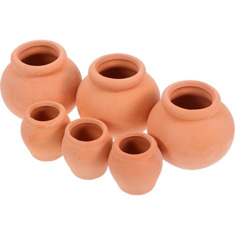 Lot de 6 Pots de Fleurs en Terre Cuite Miniature pour Succulentes, Pot Fleur Terre Cuite en Argile Marron, pour Décoration de Bureau et Protection des Racines (1/5)
