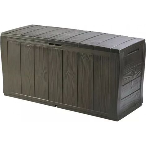 Keter – Coffre de jardin marron effet bois 270L – Dimensions 775x575x575mm – Résistant aux intempéries – Capacité de 150kg sur le couvercle - S14647122