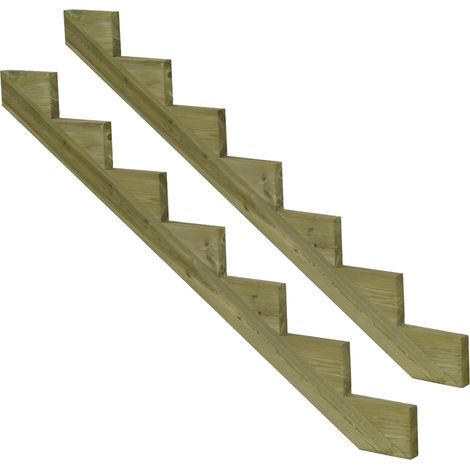 2er Set Treppenwange 7 Stufen aus KDI Holz für Gartentreppen-Höhe 119cm