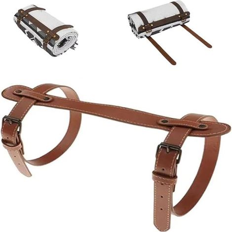 Correa de transporte ajustable de 30 a 62 cm, de cuero sintético PU duradero, con hebilla de liberación rápida, ideal para esterillas de yoga, mantas, sacos de dormir y acampadas. (1/5)