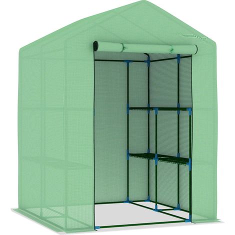 Serra tenda riparo piante fiori ortaggi con ripiani in acciaio 143 x 143 x 195 cm verde 020044648