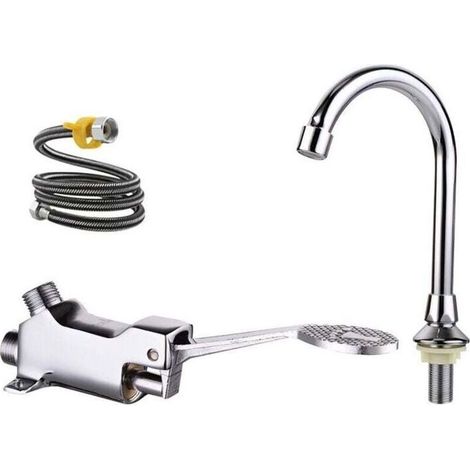 Mitigeur de lavabo à pédale – Finition métal – Cuivre et ABS – Installation rapide – Pour toilettes et salles de bains (1/4)