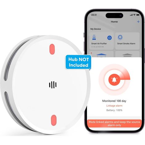 WiFi Connected Smoke Detector, Smart Fire Alarm (1/5)