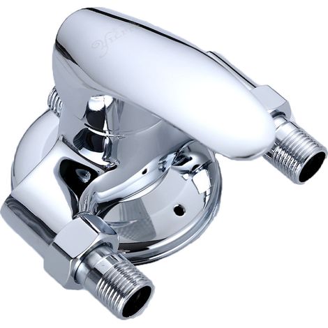 Robinet de douche mitigeur monocommande en laiton, finition chromée.