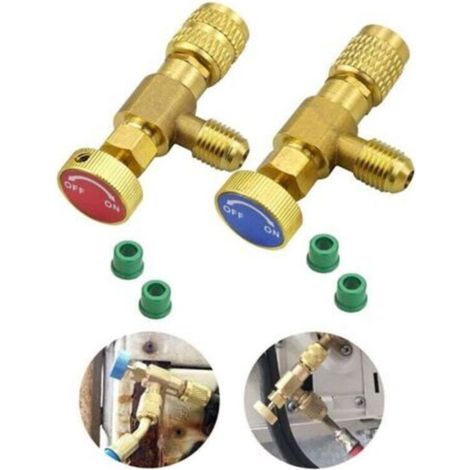 2 Pièces adaptateurs de remplissréfrigérant Valve de sécurité Coupleur rapide Climatiseur R410A R22 pour Sae 1/4 \
